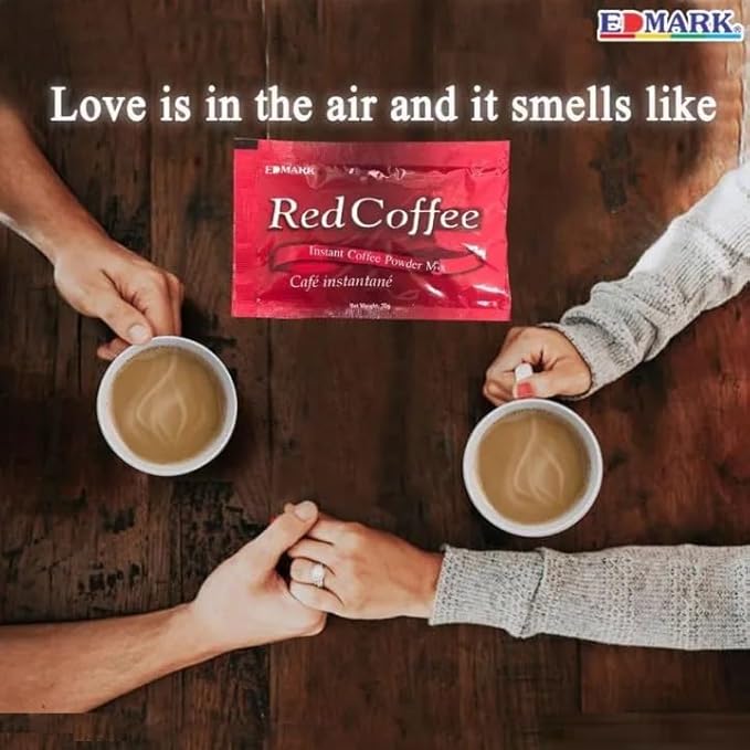EDMARK Red Coffee - ZERO Sugar | Organic Instant Coffee w/Rose Petal Extract | Aromatic Red Coffee Pods for Daily Energy Focus Wellness &amp Coffee Lovers | 15g x 20 Convenient Sachets