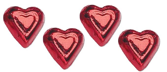 Red Foil Wrapped Premium Solid Milk Chocolate Hearts - 1 Lb. - Approx. 60 Pcs.