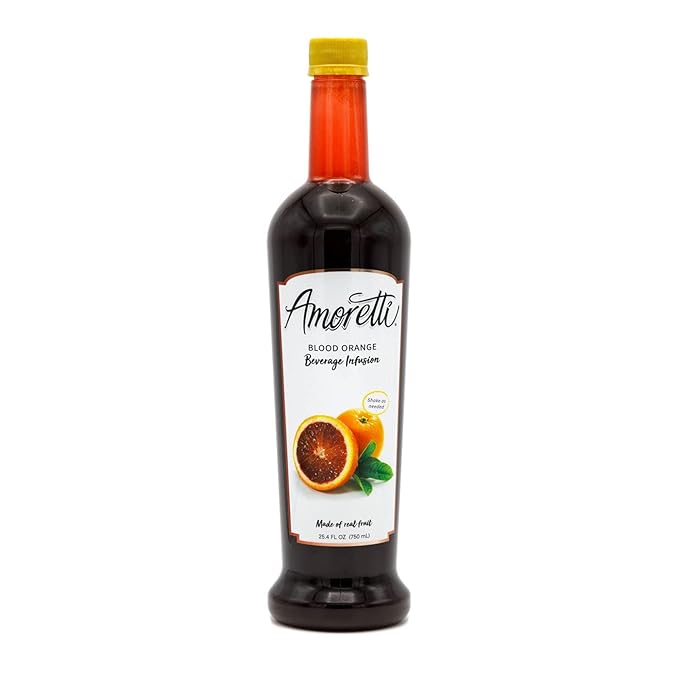 Amoretti - Blood Orange Beverage Infusion Drink Mix &amp Water Enhancer with Pump for Flavoring Cocktails Waters Teas and other Beverages 94 Servings Per Bottle (750 ml) Preservative Free
