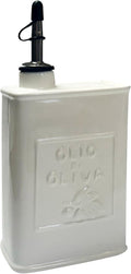 Fox Run White Ceramic Oil Can 17 oz/500 ML Olive Oil Dispenser With Pouring Spout and Cap