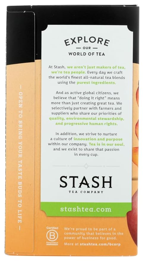 Stash Tea Ginger Peach Green W/ Matcha - 18 Tea Bags - Case of 6