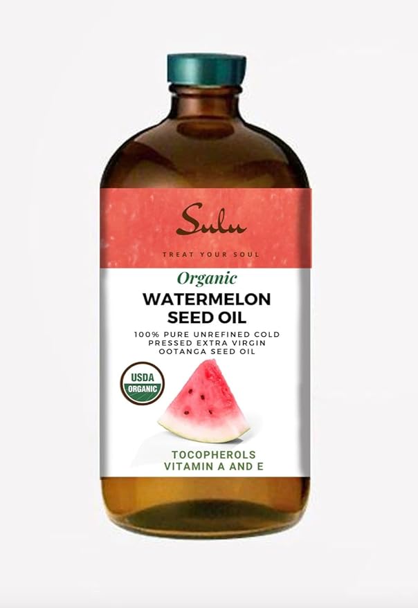 SULU ORGANICS 100% Pure Unrefined Cold Pressed Watermelon Seed Oil - Pure Ootanga Oil (16 fl.oz)