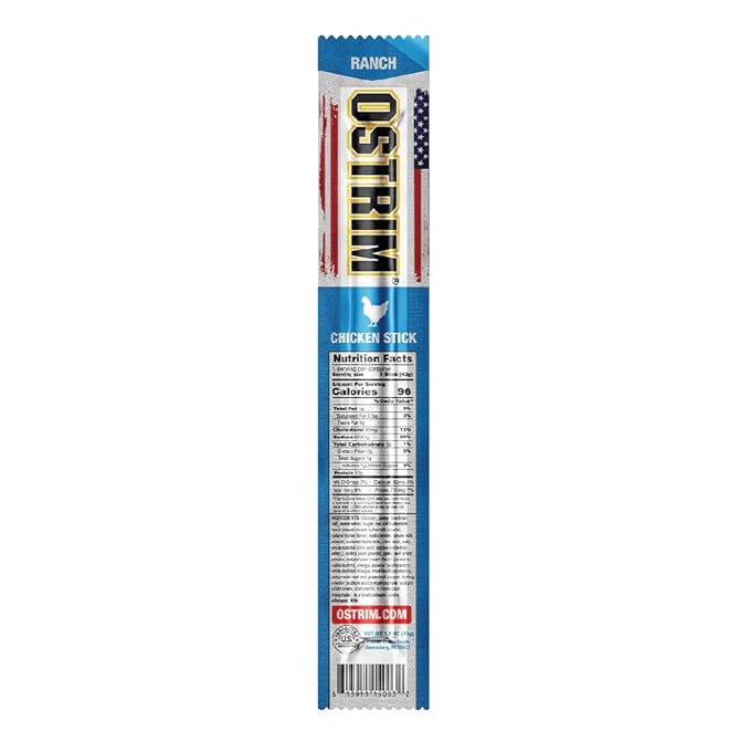 Ostrim (1.5oz) Chicken High Protein Snack Stick Ranch Flavor (Pack of 10)