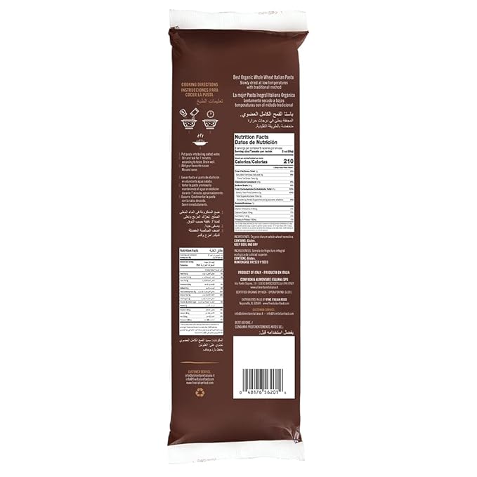Mantova Italian Organic Linguine Whole Wheat Pasta 1-Pound Bags (Pack of 6)