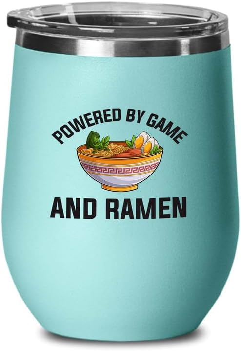 Ramen Lover Teal Edition Wine Tumbler 12oz - Powered by game - Food Lovers chicken pumpkin vegan pantry spicy noodles