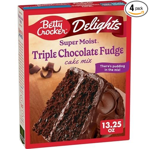 Betty Crocker Delights Super Moist Triple Chocolate Fudge Cake Mix (Pack of 4)