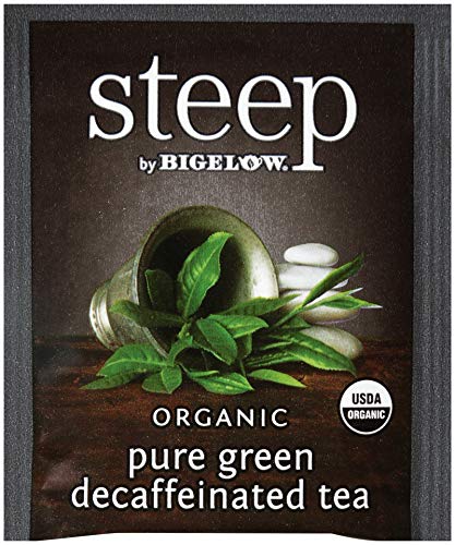 steep Organic Pure Green Decaf 20 Count Box Certified Organic Gluten-Free Kosher Tea in Foil-Wrapped Bags