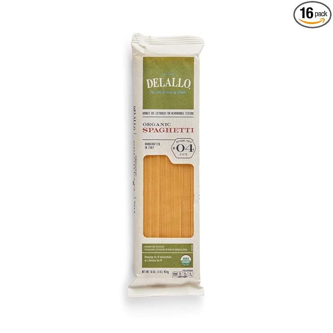DeLallo Organic Spaghetti #4 16-Ounce Units (Pack of 16)