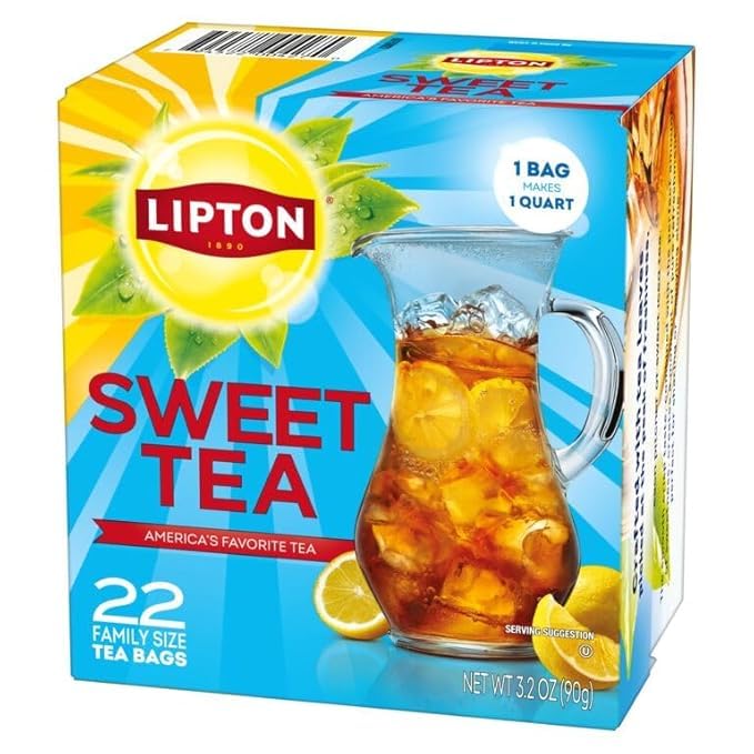 Lipton Southern Sweet Iced Tea Bags Family Size Zero Calories 132 Total Bags (22ct - Pack of 6)