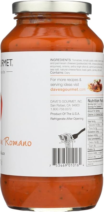 Dave's Gourmet Creamy Parmesan Romano Pasta Sauce Pack of 3