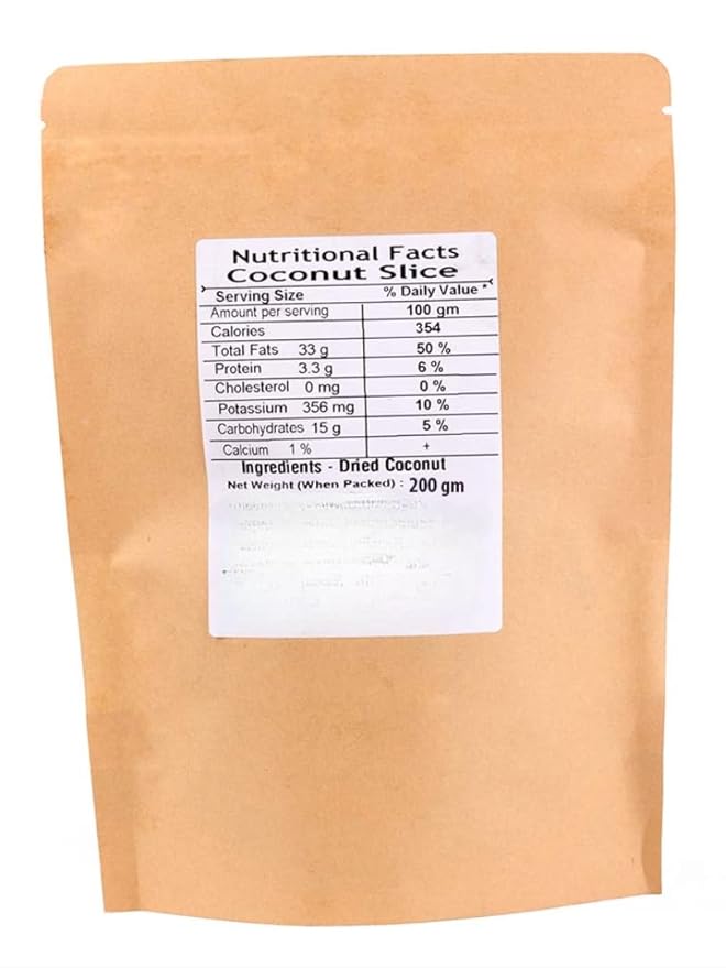 Generic Fresh Dry Coconut Nariyal Slice Copra Slices 200g
