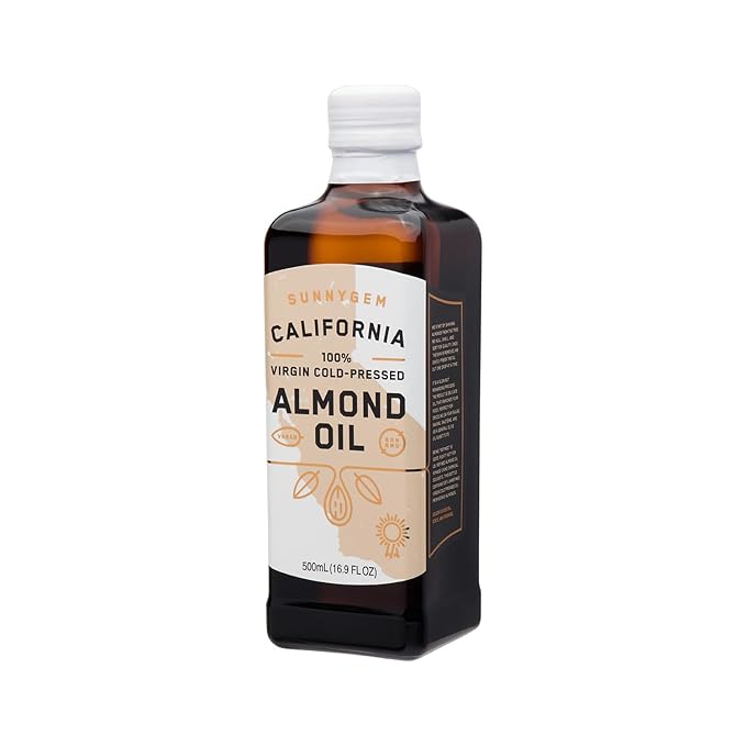 Sunnygem 100% Virgin Cold Pressed California Almond Oil 16.9 fl oz - Perfect for Cooking Baking Grilling Dipping &amp Marinating - Beneficial for Skin Hair &amp Face Care