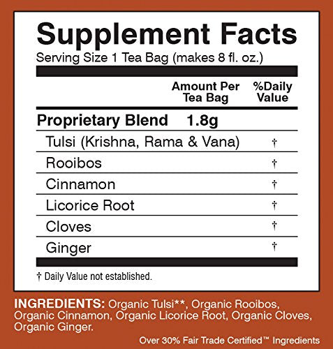 Davidson's Organics Tulsi Rooibos Chai 25-count Tea Bags Pack of 6