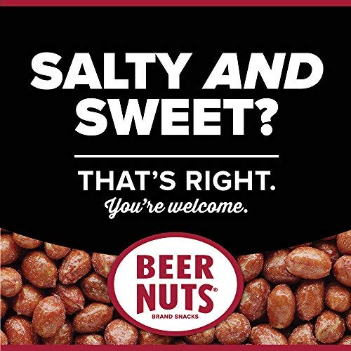 BEER NUTS Original Peanuts - Travel Size Sweet &amp Salty Bar Nuts - Gluten Free Kosher Low Sodium Peanut Snacks Made In The USA - 12oz Resealable Can (Pack of 3)