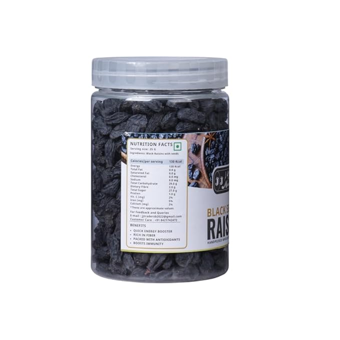 Natural Afghan Black Dried Fresh Raisins Seeded Premium Quality ready to eat Black seeded Raisin (Pack Of 1 (250 Gram))