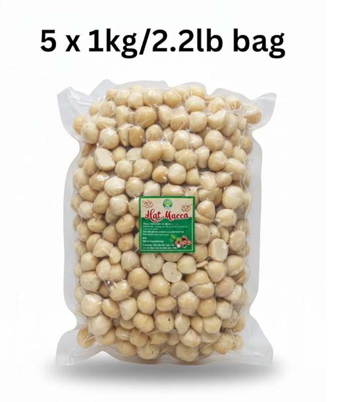 Macadamia Nuts 11 lb (5kg) Medium Sizes Raw and Unsalted Gluten-Free and Kosher Unroasted Oil-Free Nuts with Creamy Flavor Source of Fiber Ideal for Baking Cooking Milk and Healthy Snacking