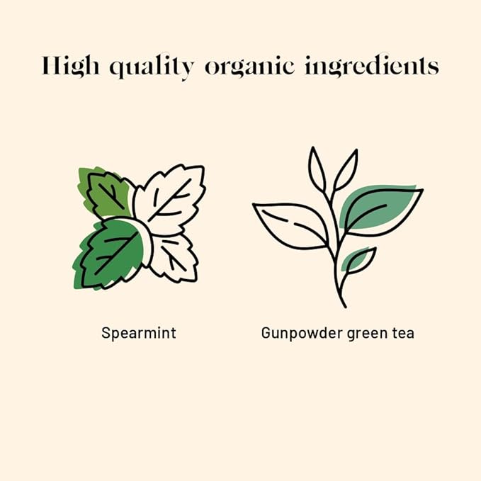 Kusmi Tea - Spearmint Green - Organic Blend of Gunpowder Green Tea with Mint - Peppermint Tea - Enjoy Hot or Ice - Organic Flavored Green Tea - Loose Leaf Tea - Tin Box of 3.5 oz - For about 50 cups