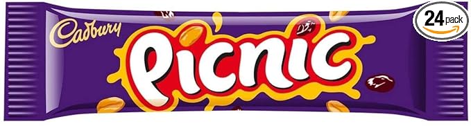 Cadburys Picnic Bar | Total 24 bars of British Chocolate Candy - Cadbury Picnic Bars 48.g each