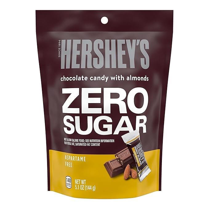 Zero Sugar Chocolate Candy with Almonds Aspartame Free 5.1 oz Bag (Pack of 1) (Almonds)