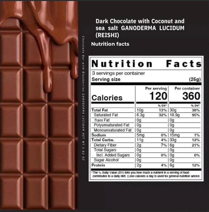 Kaffeto 70% Cacao Dark Chocolate with Reishi. 3 Bars Variety