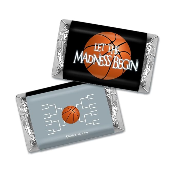 100ct Basketball Party Favors Wrappers for Miniatures Let the Madness Begin (100 Count) - Silver - Candy Not Included