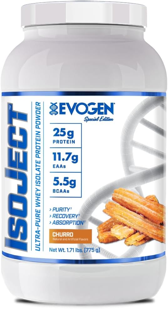 Evogen Isoject - Whey Protein Isolate | Ultra-Pure Whey Protein Powder with Ignitor Enzymes BCAAs and EAAs | Enhanced Absorption &amp Recovery | Churro | 25 Servings