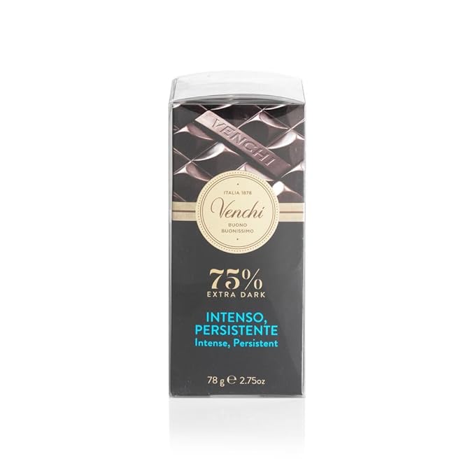 Venchi - Bundle of 6 Extra Dark 75% Chocolate Bar 21.16oz - 3.52oz each bar - Gluten Free - Vegan - Family Pack