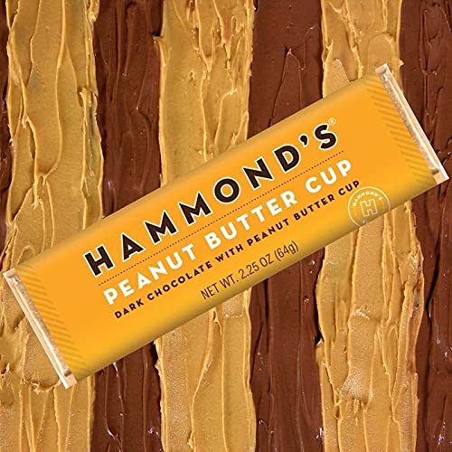 Hammond’s Candies Gourmet Chocolate Candy Bars – Peanut Butter Cup | Rich Dark Chocolate &amp Peanut Butter Chocolate Bar Premium Ingredients Certified Kosher Handcrafted in the USA | Pack of 5