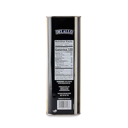 DeLallo Extra Virgin Olive Oil Made in Italy Bulk Size Container Made with Cold Pressed Olives Non-GMO Kosher Vegan All Natural 3 Liter Can
