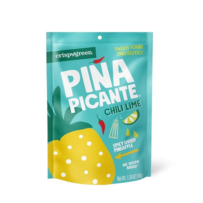 Crispy Green Pina Picante Dehydrated Pineapple Healthy Snacks Chili Lime 12 Single Serve Bags