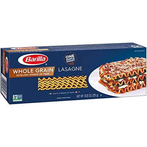 Barilla Whole Grain Wavy Lasagne Pasta 13.25 oz. Box (Pack of 12) - Non-GMO Made With 100% Whole Grain Durum Wheat - Great Source of Fiber