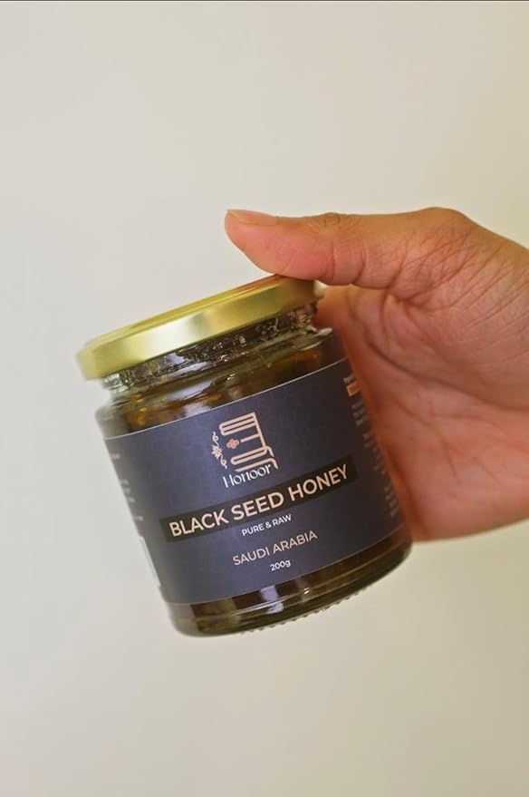 Honoor Qaseem Black Seed Honey 200g (Not Infused) | Extremely Premium Rare Grade A++ Unpasteurised Raw Black Seed Natural Unfiltered Unheated Pure Luxury in a Glass Jar (Pack of 1)