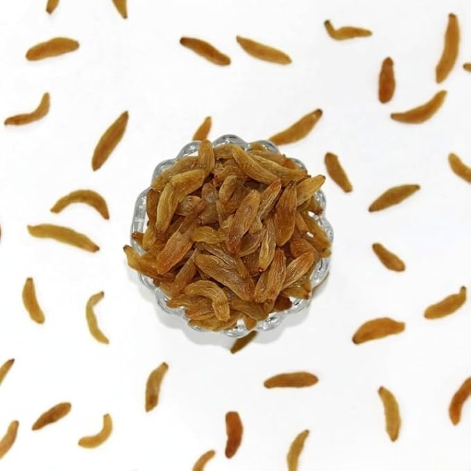 Organic Afghani Green Raisins Seedless | Afghan Golden Kishmish | Long Dry GrapesRich in Iron &amp Vitamin B Fibre &amp Potassium | Golden Kishmish | Dry Fruits - 250g