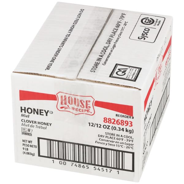 House Recipe Imperial Pure Clover Honey Grade A True Source Certified Natural Light Amber Honey in Bear Bottle 12 oz Squeeze Container (Pack of 12) – Smooth Mild Flavor Ideal for Tea Baking &amp