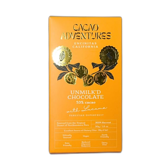 Cacao Adventures - Dairy-Free Lucuma Milk Chocolate | Unmilk'd Bar | Ceremonial Cacao | (1.76 oz - Pack of 3)