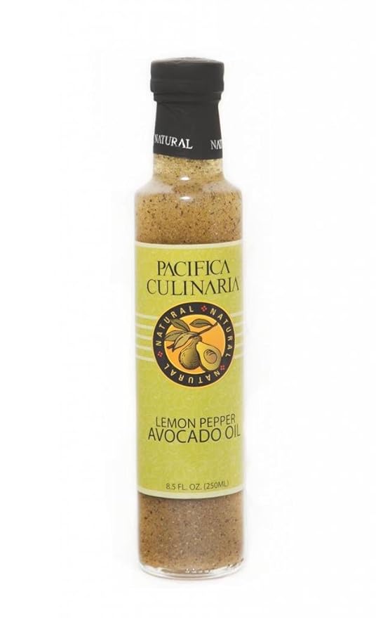 Pacifica Culinaria COLD PRESSED Extra Virgin Avocado Oil Made in USA 8.5 fl oz (250ml) Bottle (Lemon Pepper Avocado Oil)