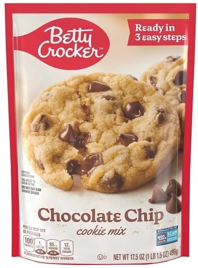 Betty Crocker Cookie Mix Variety Chocolate Chip Oatmeal Peanut Butter Double Chocolate Chunk and Sugar Cookie 17.5 Ounce (Pack of 5) - with Make Your Day Bag Clip