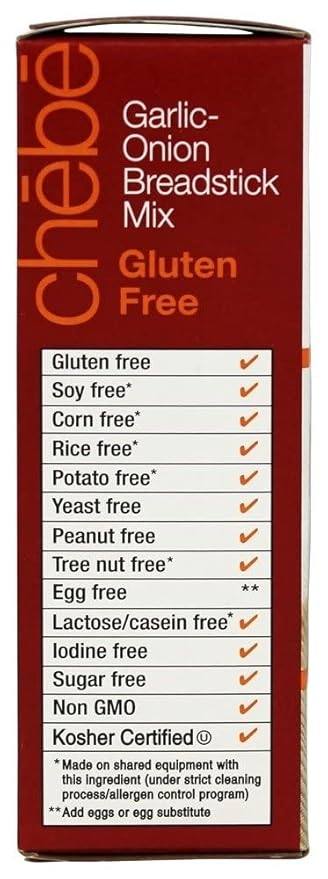 Chebe Bread Sticks Mix Garlic &amp Onion Gluten Free 7.5-Ounce Bags (Pack of 8)