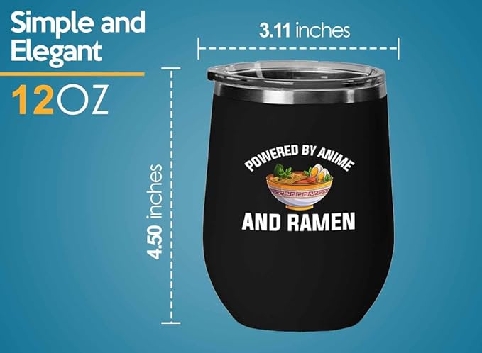 Ramen Lover Black Edition Wine Tumbler 12oz - Powered by anime - Food Lovers chicken pumpkin vegan pantry spicy noodles