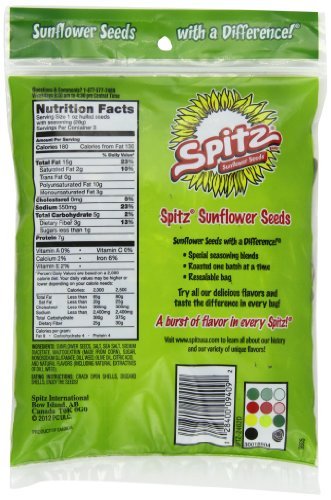 Spitz Sunflower Seeds Variety Bundle 6 oz (Pack of 5) includes 1 Bag Each of Salted Cracked Pepper Smoky BBQ Dill Pickle and Chili Lime (30oz total)