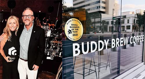 Buddy Brew Coffee Medium/Dark Roast Whole Bean - Double Dog Espresso - 2lb Bag - single origin - dark chocolate candied lemon - Ships within 24 hrs.