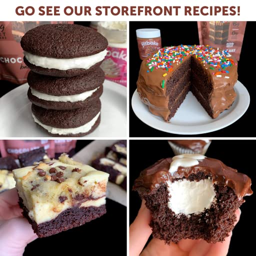 FitBake Chocolate Cake Baking Mix and Vanilla Frosting Bundle | 0g to 2g Net Carbs Per Serving | Keto Friendly Low Carb Food | Naturally Sweetened Keto Snacks | Gluten Free Desserts | No Added Sugar