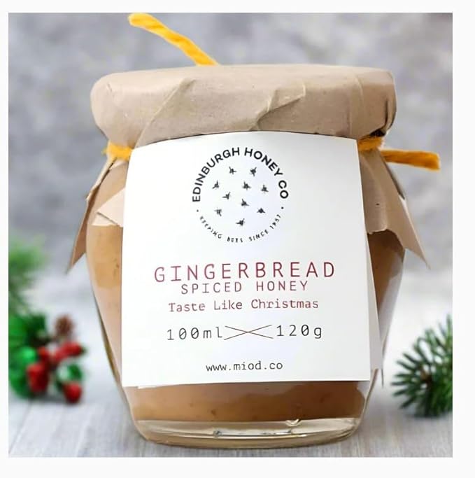 Edinburgh Honey Co. Set of 2 Jars Scottish Holiday Gingerbread Spiced Honey 100 ml Each