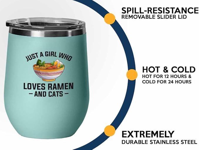 Ramen Lover Teal Edition Wine Tumbler 12oz - Just a girl who loves - Food Lovers chicken pumpkin vegan pantry spicy noodles