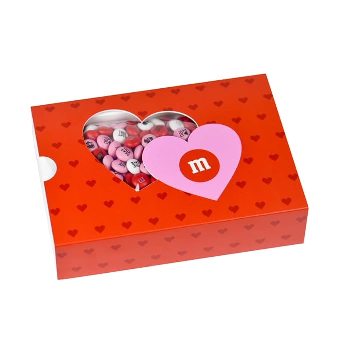 M&ampM'S Milk Chocolate Valentine's Day Gift Box - 1 lb of Red Pink &amp White M&ampM'S Chocolate Candies with Valentine's Day Themed Images