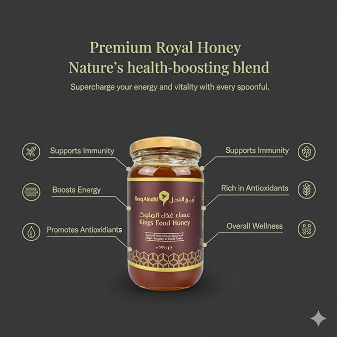 Reeq AlNahl Premium Sidr Honey with Royal Jelly Pollen &amp Propolis – Natural Functional Honey Blend – Raw Honey Superfood for Energy Immunity &amp Daily Use