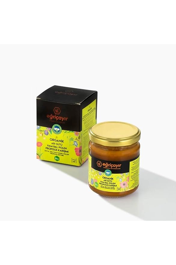 Organic Royal Jelly Honey Pollen Propolis Blend 240g (8.5oz) - Complete Bee Product Superfood - Winter Immune Defense Formula
