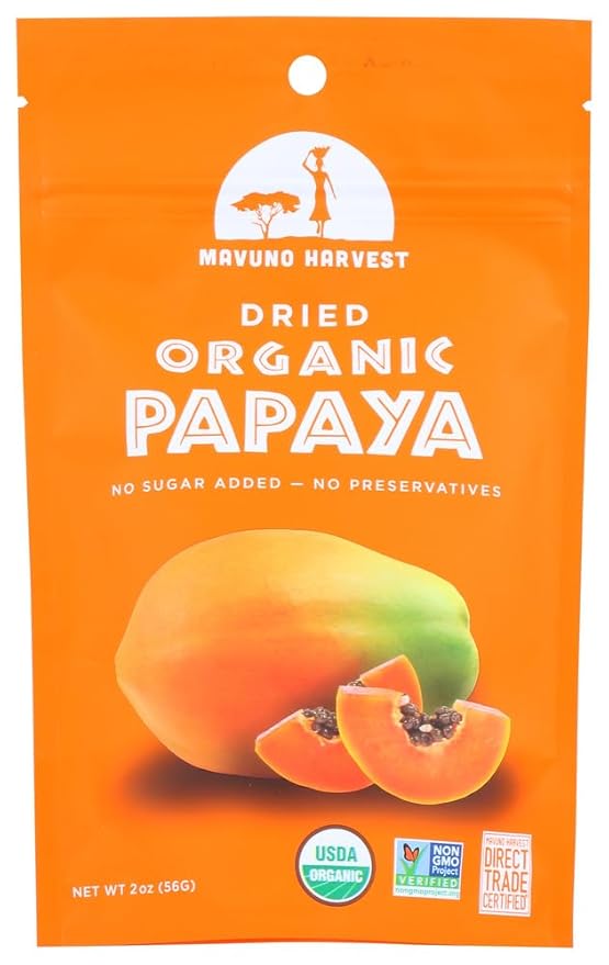 Mavuno Harvest 104-2-W 100% Organic44 Fair Trade Dried Papaya - Pack of 6