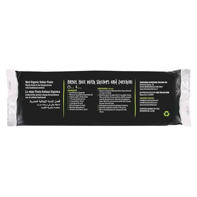 Mantova Italian Organic Angel Hair Pasta - Authentic Premium-Quality Pasta for Classic Italian Recipes Made with Certified Organic Ingredients Perfect for Light Sauces and Elegant Meals 1lb. (Pack