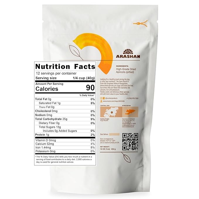 Arashan Natural Black Dried Apricots from Kyrgyzstan 1lb - Unsulphured Sun-Dried No-Added Sugar Sweet and Tangy Ideal for Snacking Baking and Nutritious Trail Mixes Pack of 2